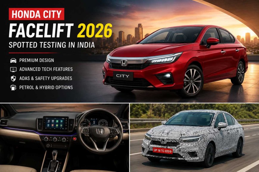 Honda City Facelift 2026 Spotted Testing in India – New Design, Hybrid Engine, ADAS Features & Expected Price